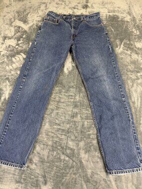Levis 505 Mens Blue Regular Fit Straight Leg Jeans 34x32 Made In USA